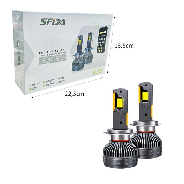 SFIDA Λάμπες LED Αυτοκινήτου H7 300W 30000LM με Έλεγχο μέσω Εφαρμογής - H7 LED Car Headlight Bulbs 300W 30000LM with App Control - Image 3