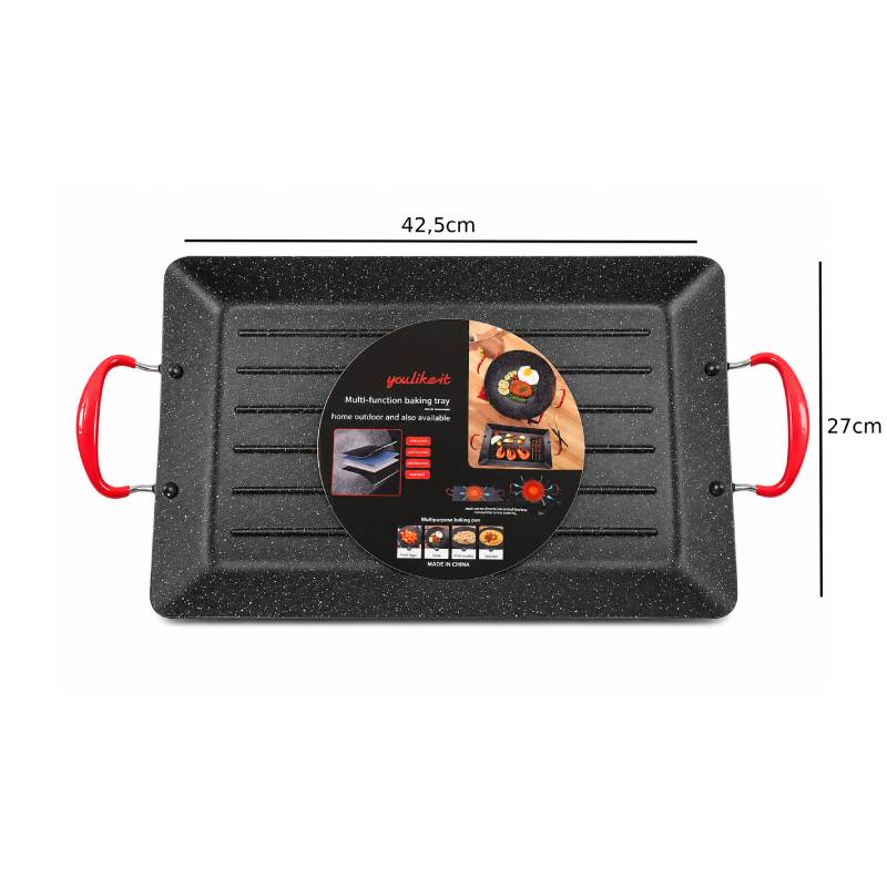 Αντικολλητική Πλάκα Ψησίματος & Grill 42,5x27cm με Αντικολλητική Επίστρωση και Μεταλλικές Λαβές - Non-Stick Baking & Grill Tray - Image 3