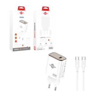 Wisdomup Φορτιστής Κινητού Type-C σε Type-C 20W OCD-30T - Fast Charger with Type-C to Type-C Cable - sukki.gr