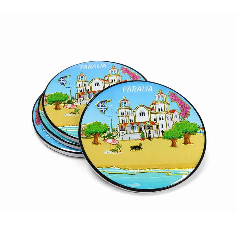 Σετ Σουβέρ Ελλάδα Παραλία Στρογγυλά - Greece Paralia Round Coasters - Image 2
