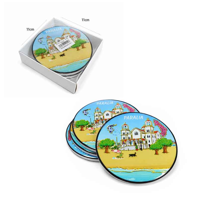 Σετ Σουβέρ Ελλάδα Παραλία Στρογγυλά - Greece Paralia Round Coasters - Image 3