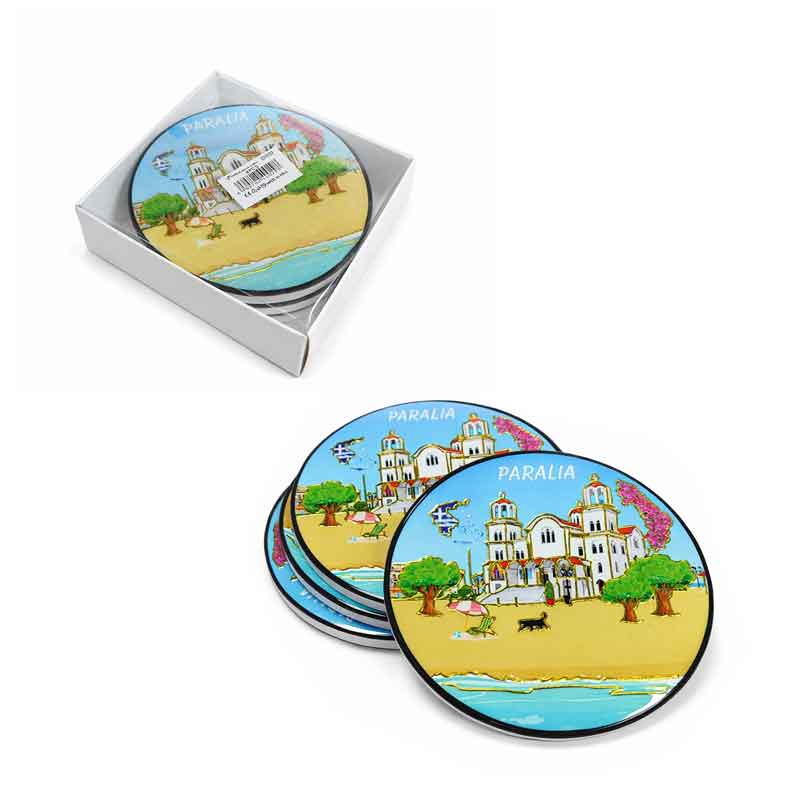 Σετ Σουβέρ Ελλάδα Παραλία Στρογγυλά - Greece Paralia Round Coasters - sukki.gr