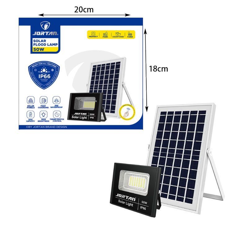 Jortan Ηλιακός Προβολέας Με Τηλεχειριστήριο LED 50W IP66- Solar Flood Lamp - Image 2