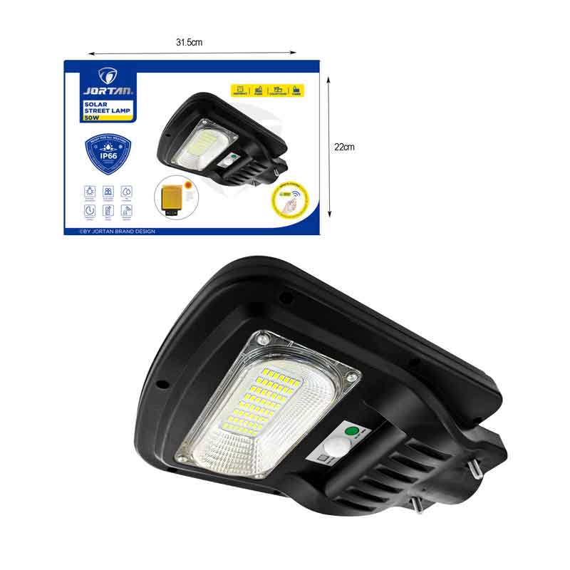 Jortan Led Αδιάβροχο Ηλιακό Φωτιστικό Δρόμου 50W με Ανιχνευτή Κίνησης Και Τηλεχειριστήριο IP66 - Solar Street Lamp - Image 3