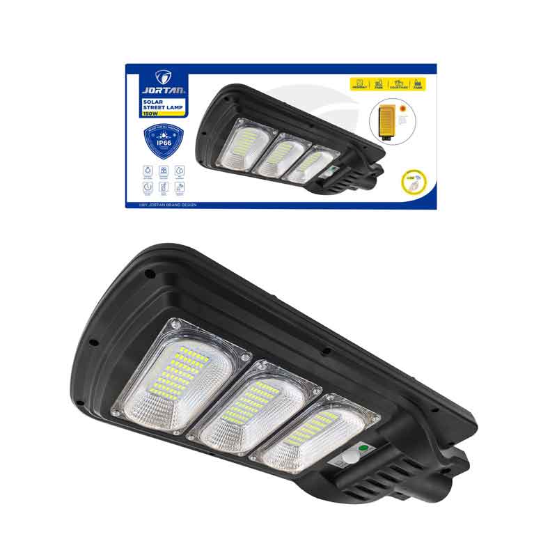 Jortan Led Αδιάβροχο Ηλιακό Φωτιστικό Δρόμου 150W με Ανιχνευτή Κίνησης Και Τηλεχειριστήριο IP66 6500K - Solar Street Lamp