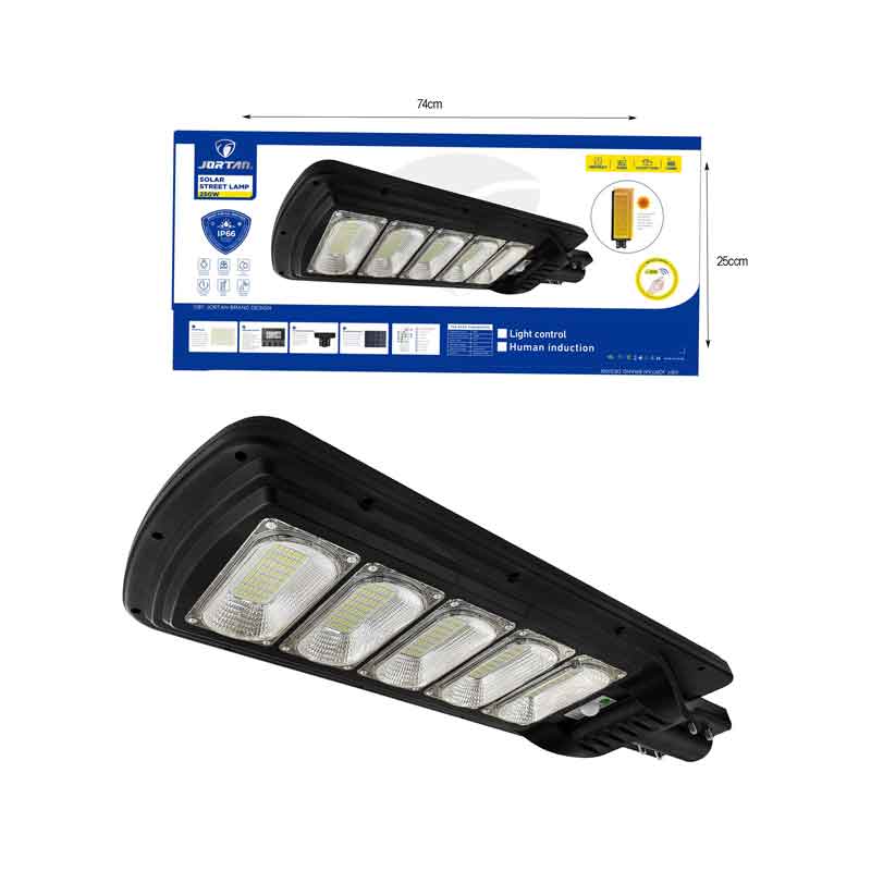 Jortan Led Αδιάβροχο Ηλιακό Φωτιστικό Δρόμου 250W με Ανιχνευτή Κίνησης Και Τηλεχειριστήριο IP66 6500K - Solar Street Lamp - Image 3