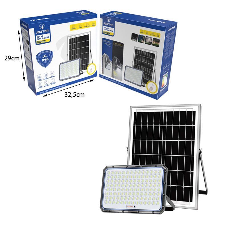 Jortan Ηλιακός Προβολέας Με Τηλεχειριστήριο LED 3000W IP66- Solar Flood Lamp - Image 2
