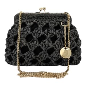 Ψάθινο τσαντάκι χιαστι CN26013 – Μαύρο BAG TO BAG - sukki.gr