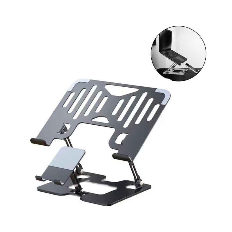 Fineplay Αναδιπλούμενη Μεταλλική Βάση Στήριξης Laptop/Tablet/Κινητού Γραφείου Περιστρεφόμενη FP-L05 - Laptop Metal Folding Stand - Image 2