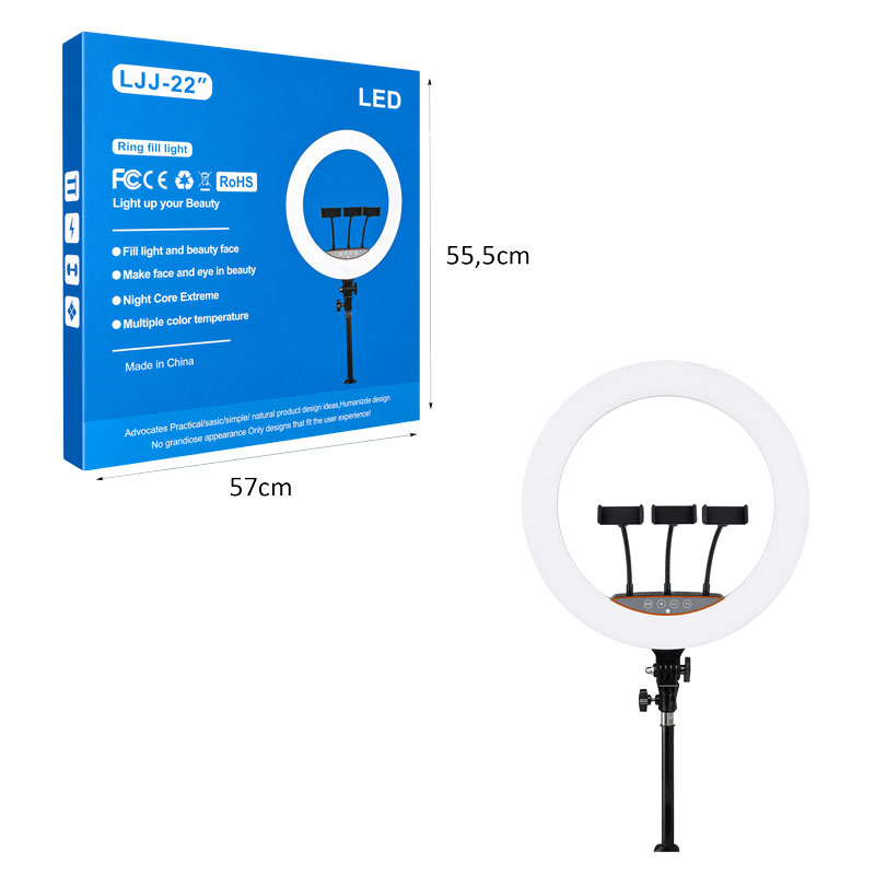 LED Ring Light 22" με 3 Βάσεις Κινητού LJJ-22 - LED Ring Light 22" with 3 Phone Holders - Image 3