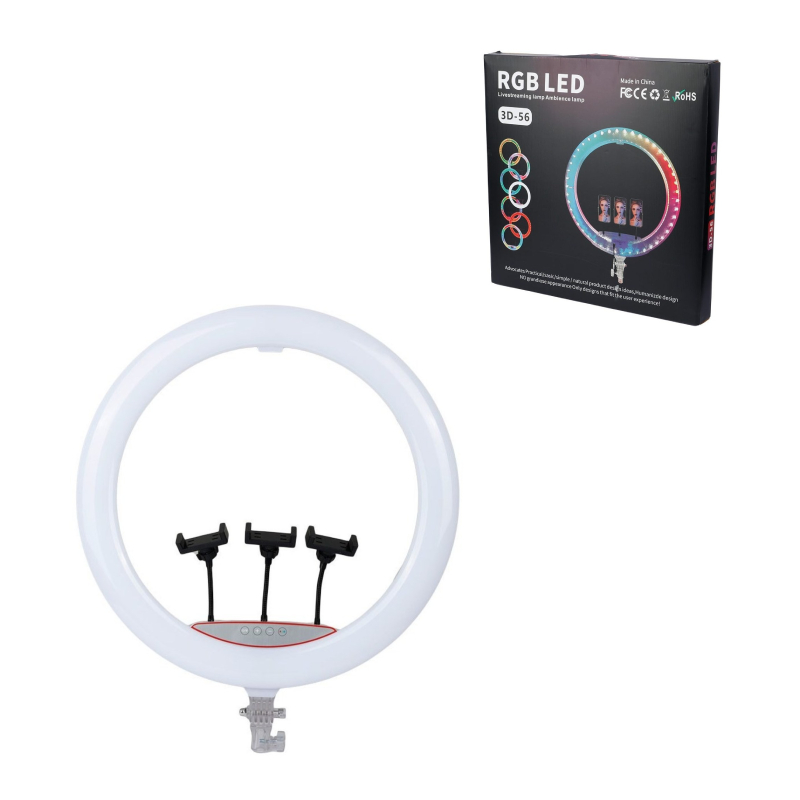 RGB LED Ring Light 56cm (22") με 3 Βάσεις Κινητού & Ρυθμιζόμενο Φωτισμό 3D-56 - RGB LED 22" Ring Light with 3 Phone Holders & Adjustable Lighting