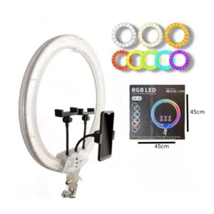 Alternative view of RGB LED Ring Light 45cm (18") με Βάσεις Κινητού & Ρυθμιζόμενο Φωτισμό 3D-45 - RGB LED 18" Ring Light with Phone Holders & Adjustable Lighting