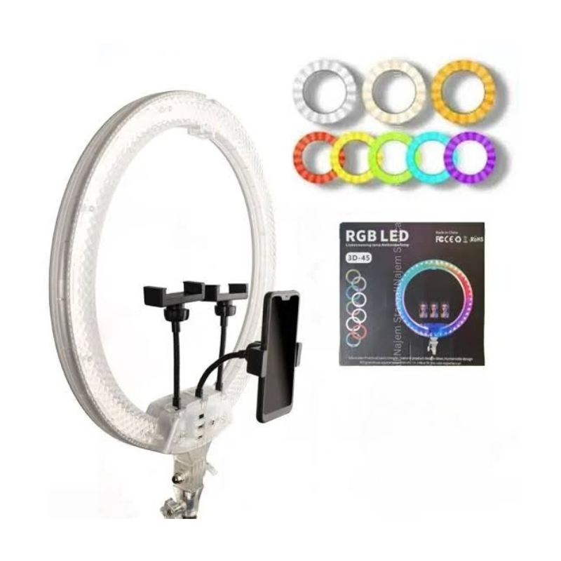 RGB LED Ring Light 45cm (18") με Βάσεις Κινητού & Ρυθμιζόμενο Φωτισμό 3D-45 - RGB LED 18" Ring Light with Phone Holders & Adjustable Lighting
