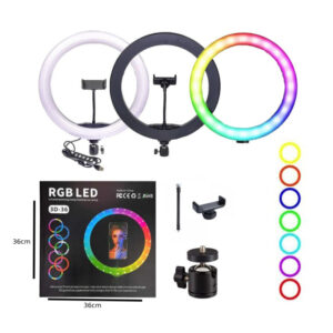Alternative view of RGB LED Ring Light 36cm (14") με Βάση Κινητού & Ρυθμιζόμενο Φωτισμό 3D-36 - RGB LED 14" Ring Light with Phone Holder & Adjustable Lighting