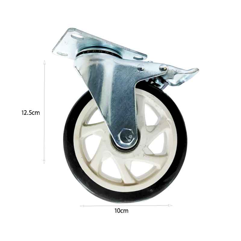 Ρόδα Επίπλου με Πέλμα και Φρένο 12.5cm - Furniture Caster Wheel with Plate and Brake - Image 2