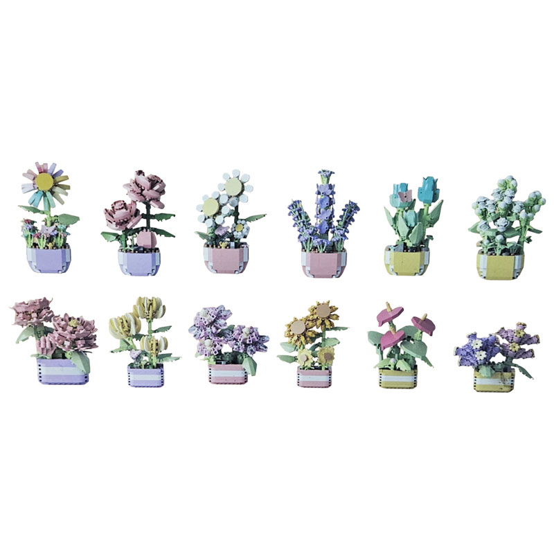 Διακοσμητικό Σετ Τουβλάκια Flower Diary με Γλαστράκι – Flower Diary Mini Building Blocks Set - Image 2