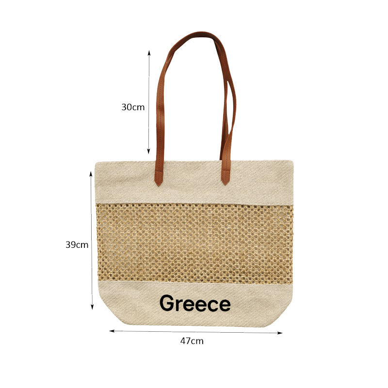 Ψάθινη Τσάντα Θαλάσσης Greece - Straw Beach Tote Bag - Image 2