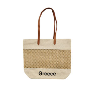 Ψάθινη Τσάντα Θαλάσσης Greece - Straw Beach Tote Bag - sukki.gr