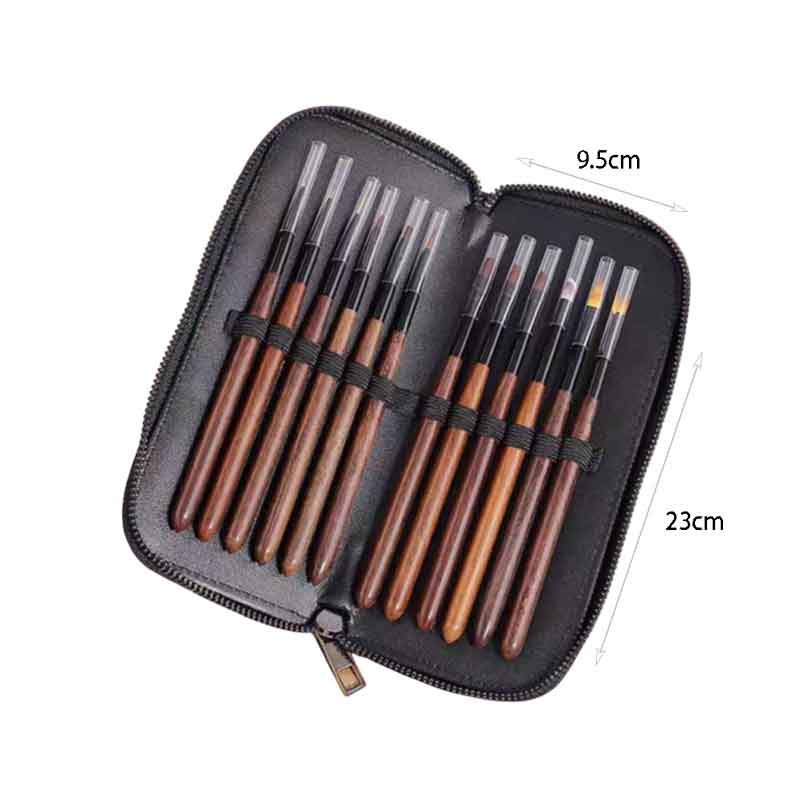 Σετ Πινέλα Νυχιών με Θήκη 12 Τεμάχια - Nail Art Brush Set with Case - Image 2