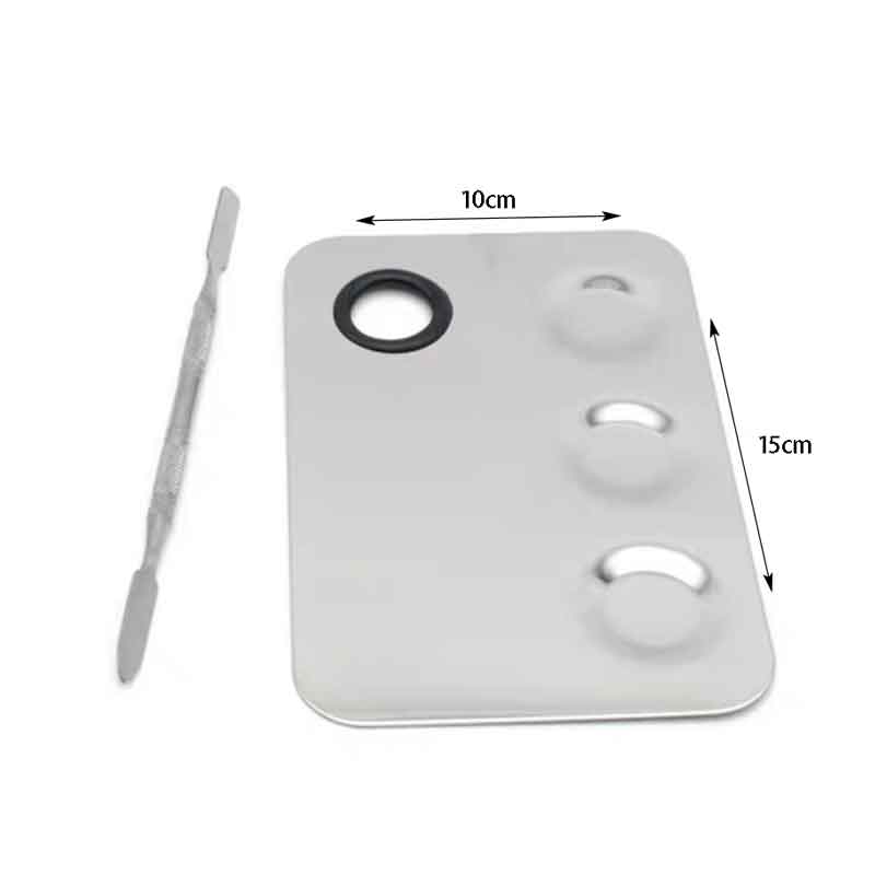 Παλέτα Ανάμειξης Μακιγιάζ Inox με Σπάτουλα - Stainless Steel Makeup Mixing Palette with Spatula - Image 2