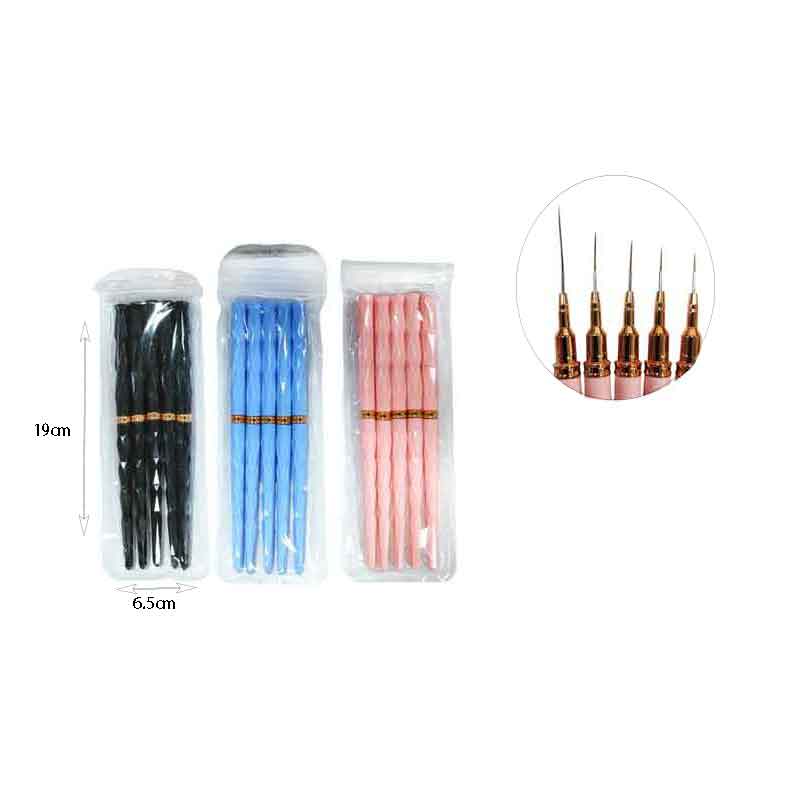 Σετ Πινέλα Nail Art με Λεπτή Μύτη 5 Τεμάχια – Nail Art Brush Set 5pcs - Image 4