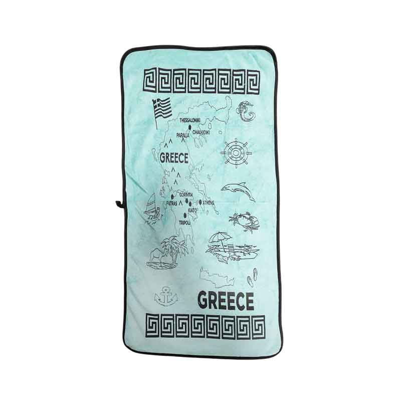 Μικρή Πετσέτα Greece με Χάρτη και Ελληνικά Μοτίβα 80x40cm - Greece Towel with Map and Greek Pattern 80x40cm - Image 2