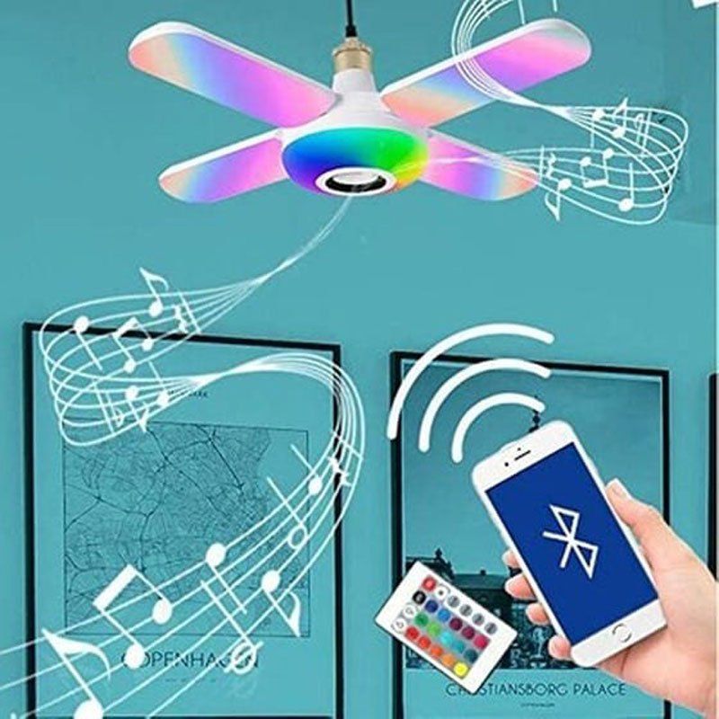 Έξυπνη Λάμπα Led Με Ενσωματωμένο Ηχείο Blutooth Με 4 Φτερά Και Τηλεχειριστήριο - Deformation music lamp - Image 4