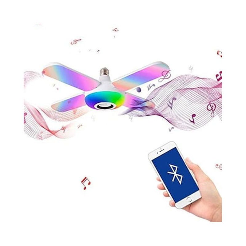 Έξυπνη Λάμπα Led Με Ενσωματωμένο Ηχείο Blutooth Με 4 Φτερά Και Τηλεχειριστήριο - Deformation music lamp - Image 2