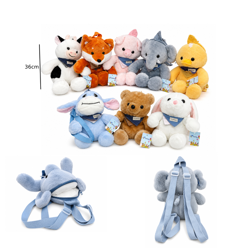 Παιδικό Λούτρινο Σακίδιο Πλάτης Ζωάκια 36cm - Kids Plush Animal Backpack 36cm - Image 5