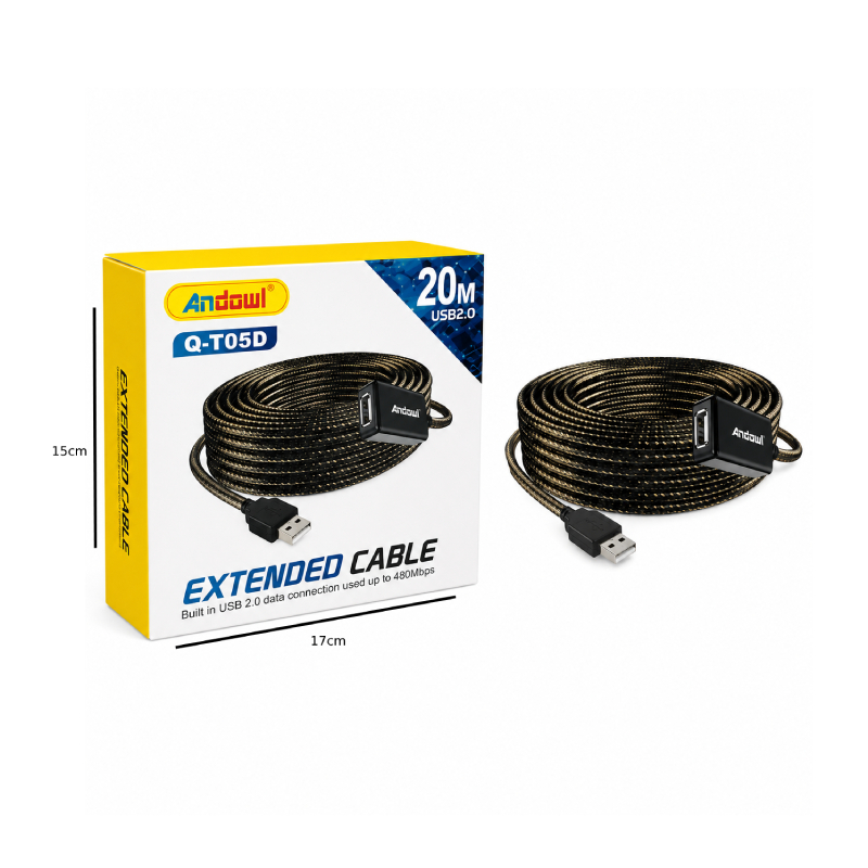 Andowl Καλώδιο Επέκτασης USB 2.0 20 Μέτρων Q-T05D - USB 2.0 Extension Cable 20M - Image 2