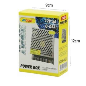 Alternative view of Andowl Τροφοδοτικό Ρεύματος 12V 5A 60W Q-D5A – Power Supply Box