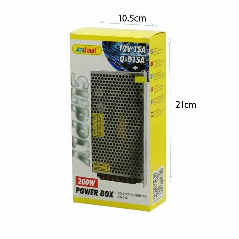Andowl Τροφοδοτικό LED Ισχύος 200W με Τάση Εξόδου 12V Q-D15A - Power Box - Image 2
