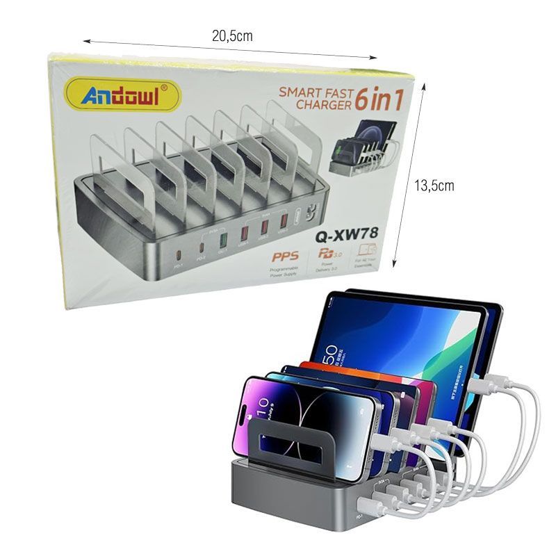 Andowl Σταθμός Γρήγορης Φόρτισης 6 Θέσεων Q-XW78 - Fast Charging Station - Image 5