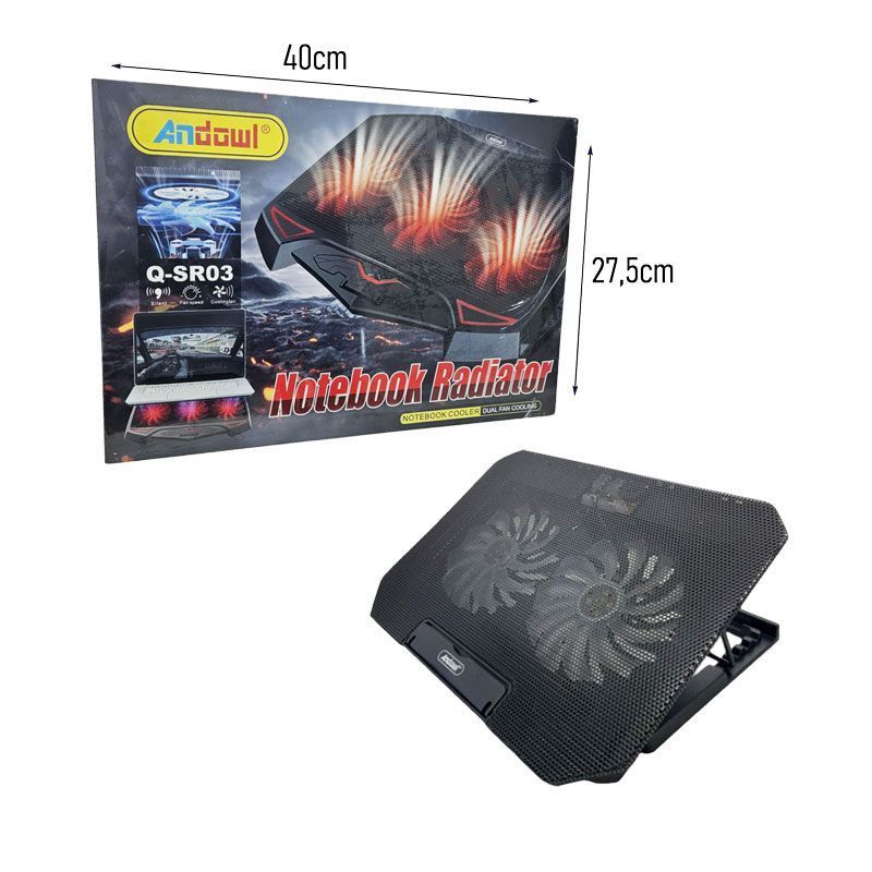 Andowl Βάση Ψύξης Laptop με Διπλούς Ανεμιστήρες LED Q-SR03 - Notebook Radiator - Image 4