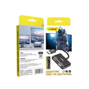 Andowl Αντάπτορας USB σε HDMI/VGA 4K HDR – USB to HDMI/VGA 4K HDR Adapter - sukki.gr