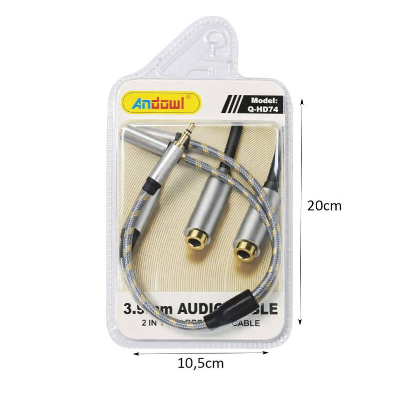 Andowl Καλώδιο Ήχου 3.5mm σε Διπλό 3.5mm Θηλυκό Q-HD74 - Audio Cable - Image 2