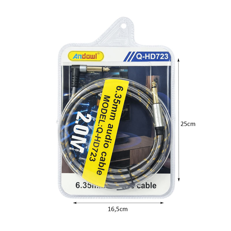 Andowl Καλώδιο Ήχου 6.35mm σε 6.35mm 2.0M Q-HD723 - Audio Cable - Image 2