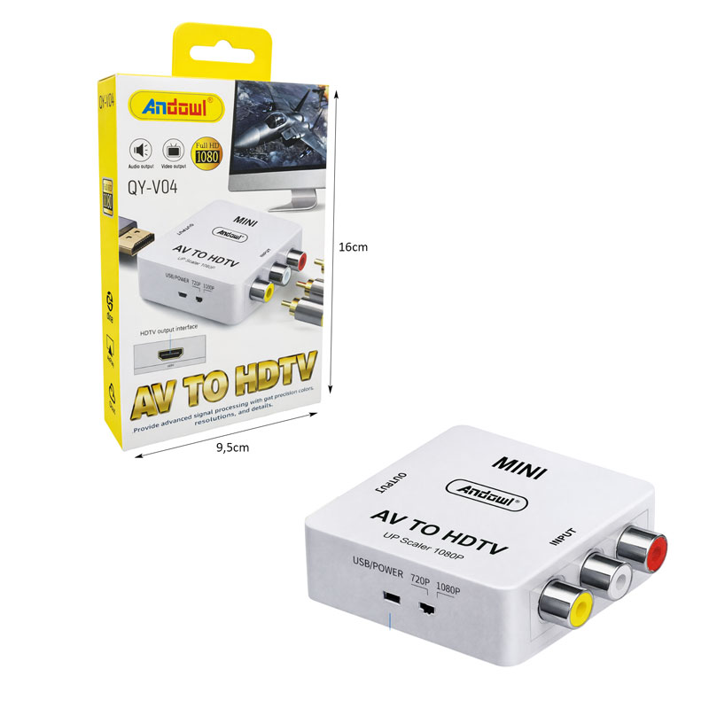 Andowl Μετατροπέας AV σε HDMI Mini 1080P QY-V04 - AV to HDMI Mini Converter - Image 2