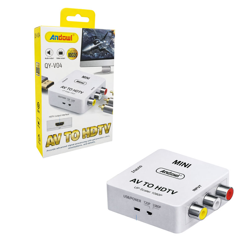 Andowl Μετατροπέας AV σε HDMI Mini 1080P QY-V04 - AV to HDMI Mini Converter - sukki.gr