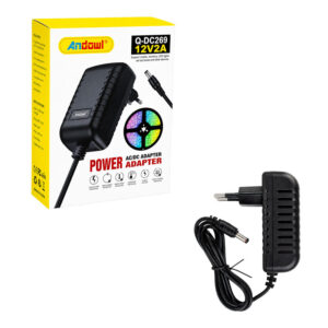 Andowl Τροφοδοτικό AC/DC 12V 2A με Βύσμα DC για LED και Ηλεκτρονικές Συσκευές Q-DC269 - AC/DC Power Adapter - sukki.gr