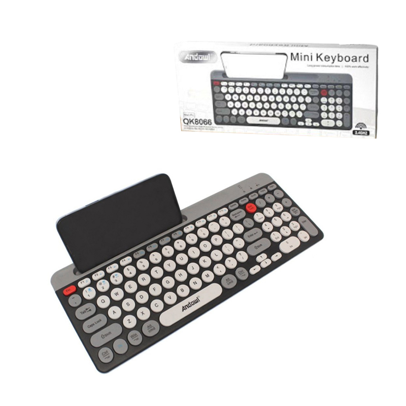 Andowl Ασύρματο Mini Πληκτρολόγιο με Βάση για Tablet και Smartphone QK8066 - Wireless Mini Keyboard with Stand for Tablet and Smartphone - sukki.gr