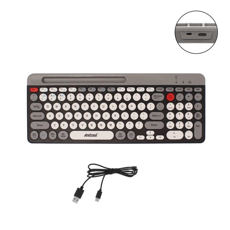 Andowl Ασύρματο Mini Πληκτρολόγιο με Βάση για Tablet και Smartphone QK8066 - Wireless Mini Keyboard with Stand for Tablet and Smartphone - Image 2