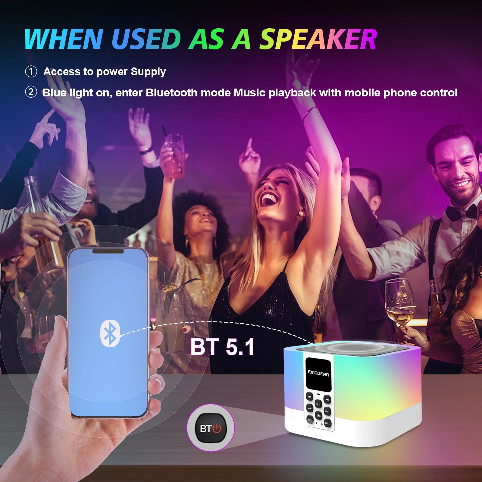TV Box Και Bluetooth Ηχείο Με Φωτισμό RGB Andowl TV6 Mate - Image 4