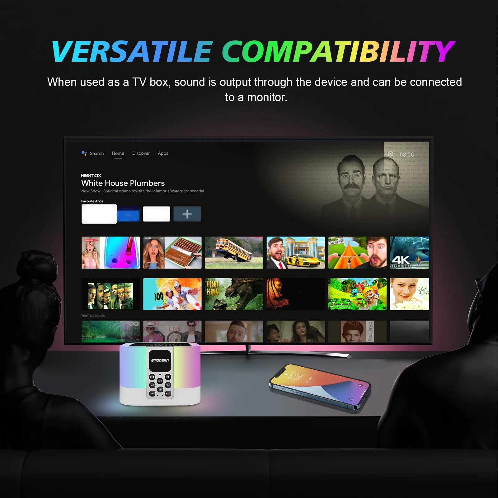 TV Box Και Bluetooth Ηχείο Με Φωτισμό RGB Andowl TV6 Mate - Image 5