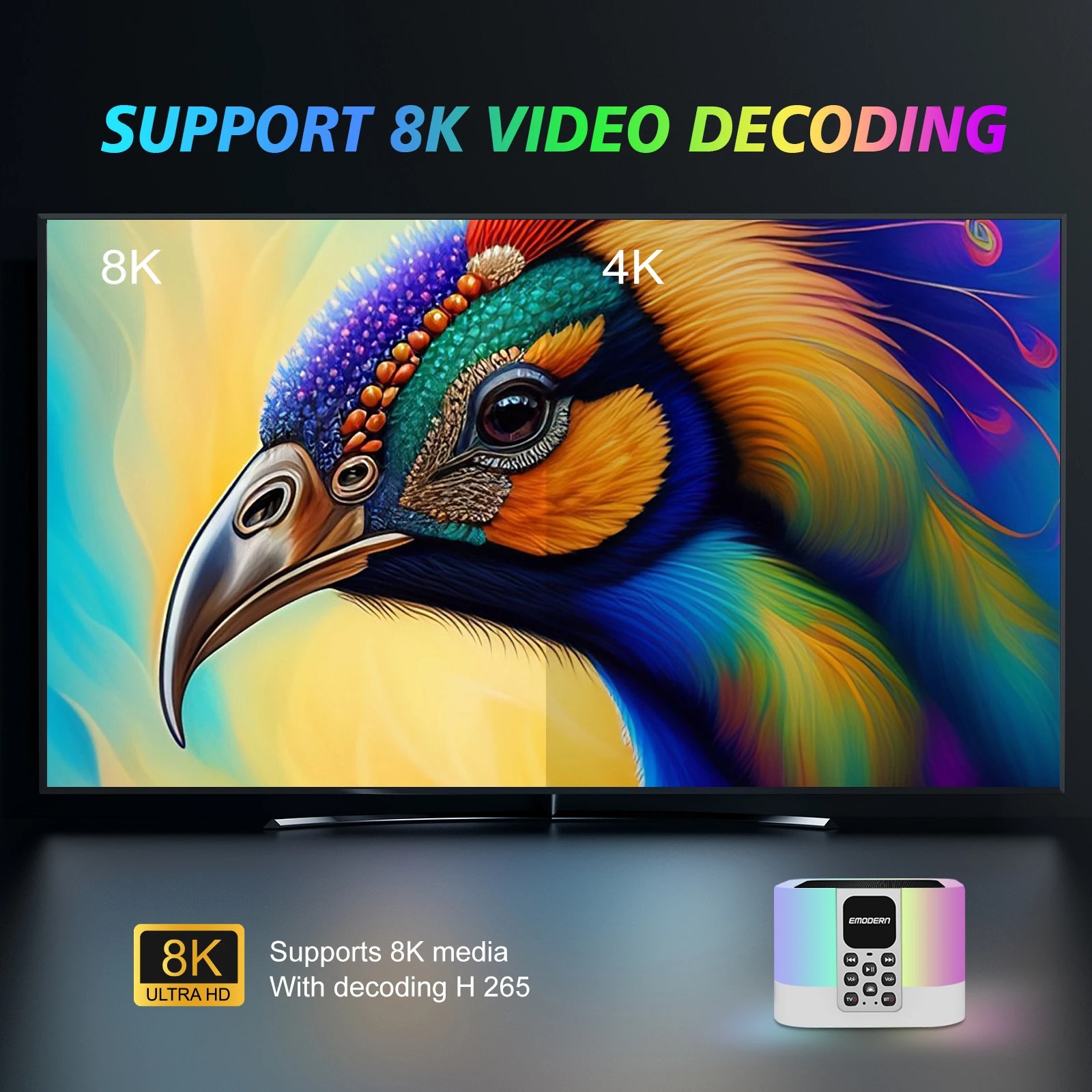 TV Box Και Bluetooth Ηχείο Με Φωτισμό RGB Andowl TV6 Mate - Image 6