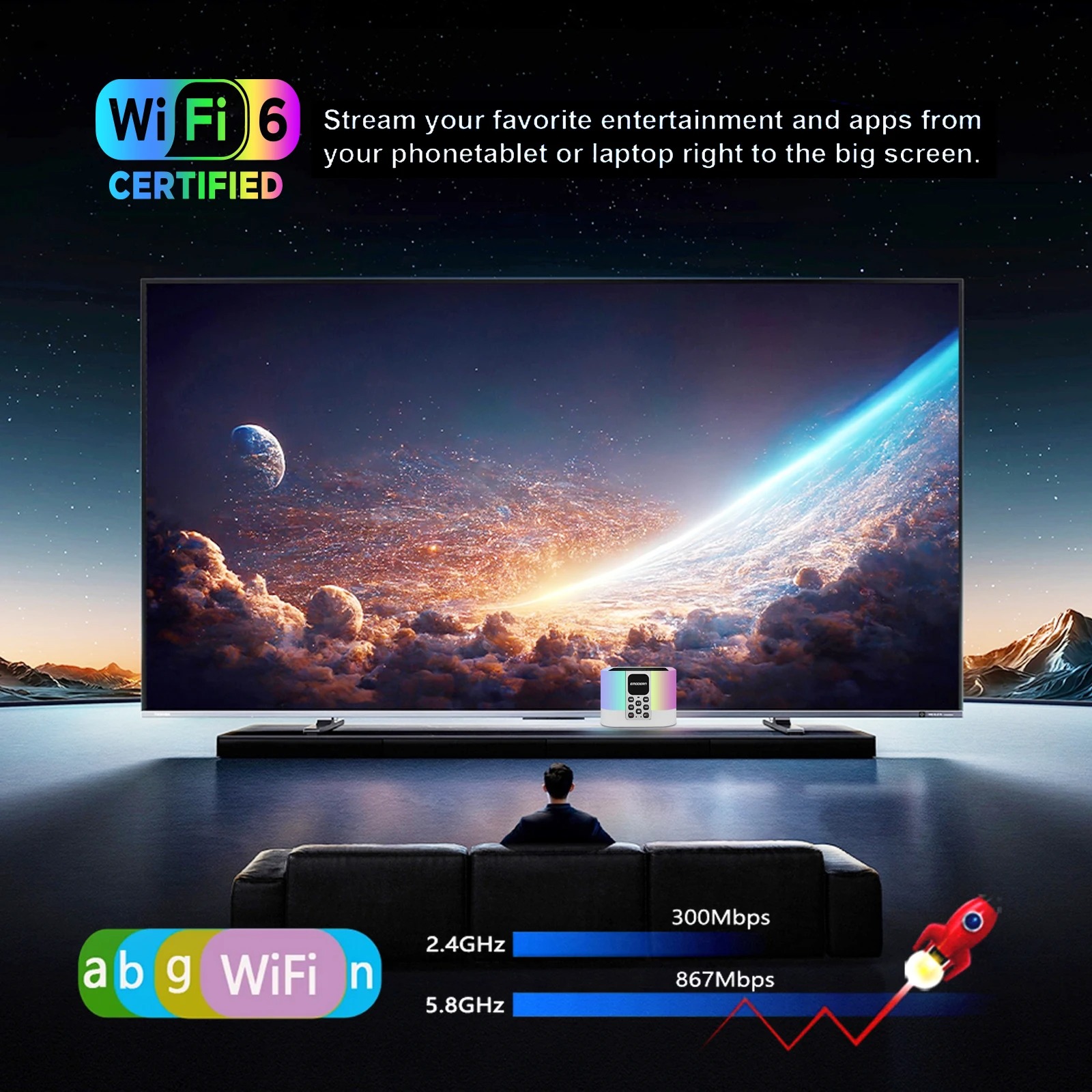 TV Box Και Bluetooth Ηχείο Με Φωτισμό RGB Andowl TV6 Mate - Image 8