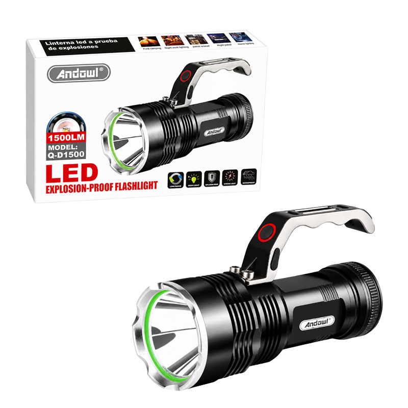 Andowl Ισχυρός Επαναφορτιζόμενος Φακός LED 1500 Lumens Αντιεκρηκτικός Q-D1500 - Powerful Rechargeable LED Flashlight 1500 Lumens Explosion-Proof - sukki.gr