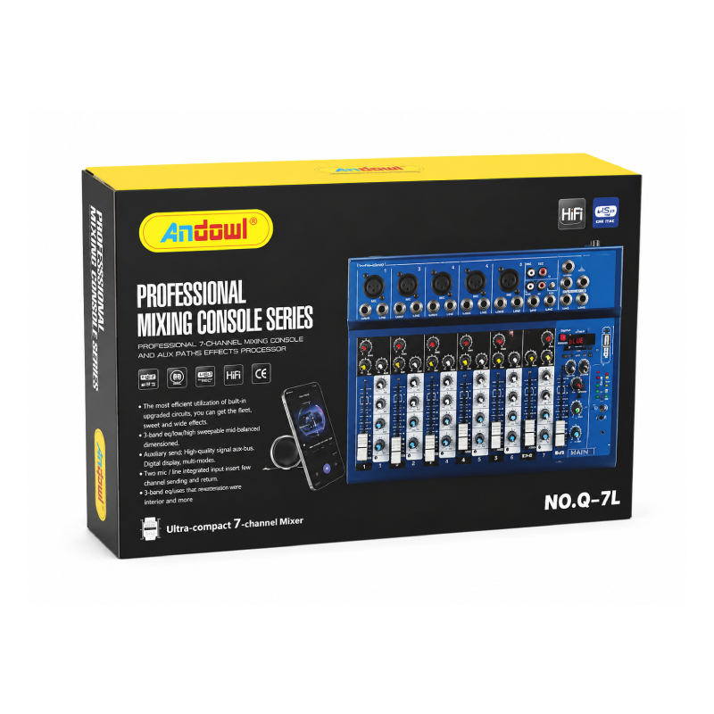 Andowl Επαγγελματική Κονσόλα Ήχου 7 Καναλιών Bluetooth USB Q-7L- Μίκτης Ήχου - Andowl Q-7L Professional 7-Channel Audio Mixer Console - Image 6