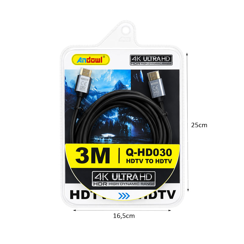 Andowl Καλώδιο HDMI 3 Μέτρων 4K Ultra HD Υψηλής Ποιότητας Q-HD030 - HDMI Cable 3M 4K Ultra HD High Quality - Image 2