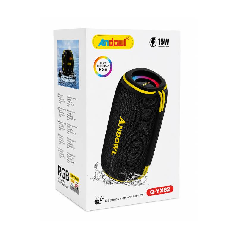 Andowl Φορητό Ασύρματο Ηχείο Bluetooth RGB 15W IPX6 Q-YX62 - Portable Bluetooth RGB Speaker